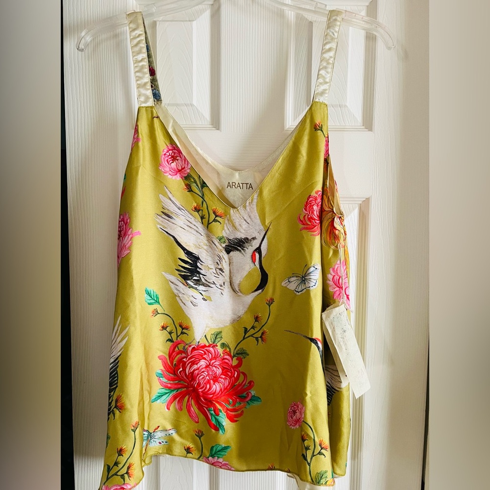 Aratta THE LEGEND OF THE CRANE Yellow Reversible Camisole NEW - Picture 6 of 10